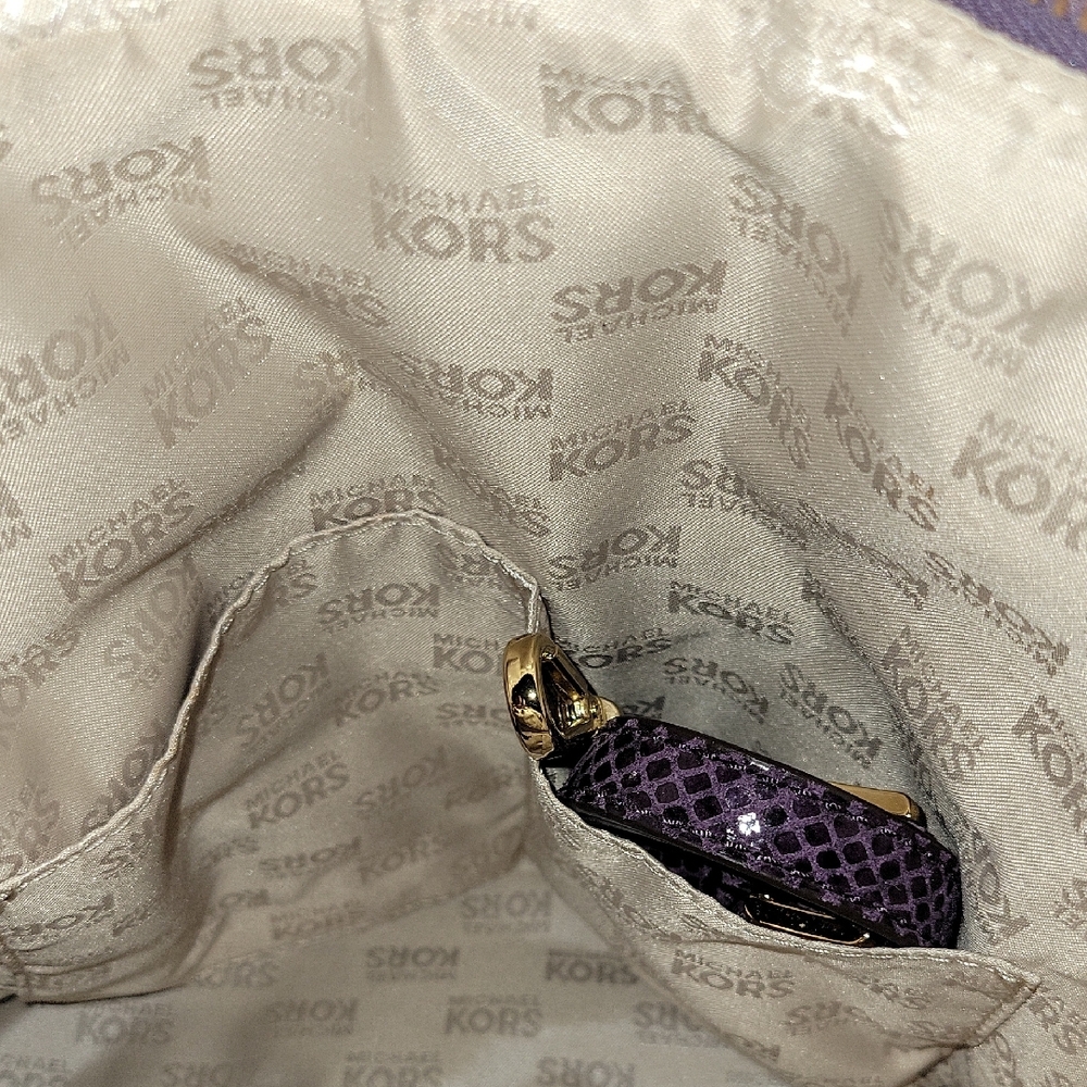 Michael Kors Purple Snake Print Tote - Picture 11 of 12